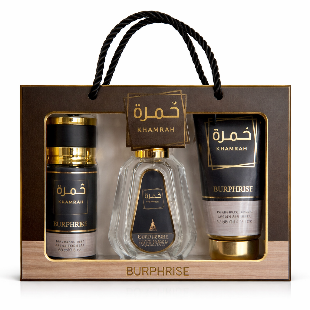 BURPHISE KHAMRAH COFFRET CADEAU 3 PIÈCES - EAU DE PARFUM 50ML + LOTION 88ML + BRUME 88G - PARFUM LUXUEUX