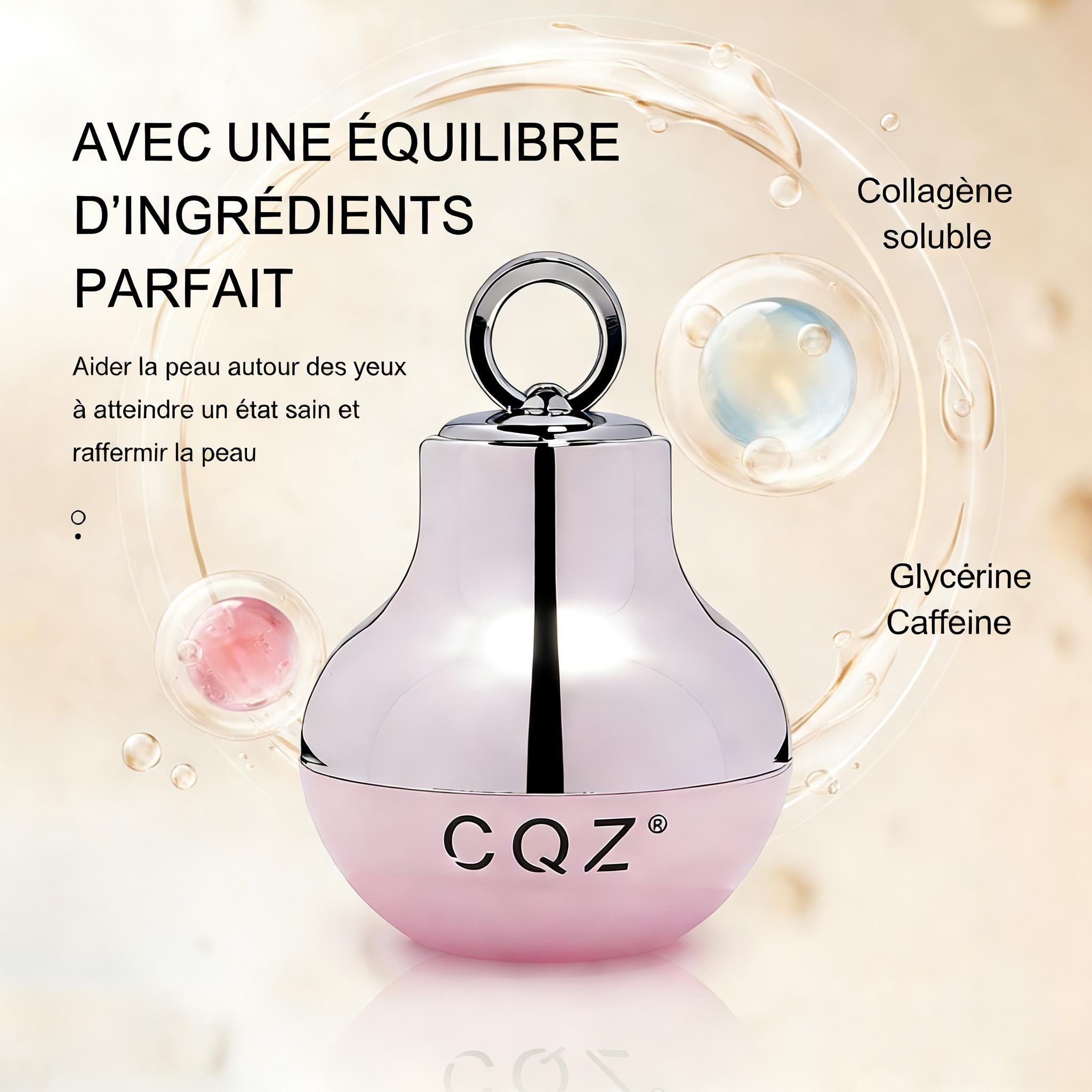 CQZ Crème pour les Yeux à Massage Électrique, Crème Réparatrice Anti-Rides pour Ridules, Cernes et Contour des Yeux,-50g
