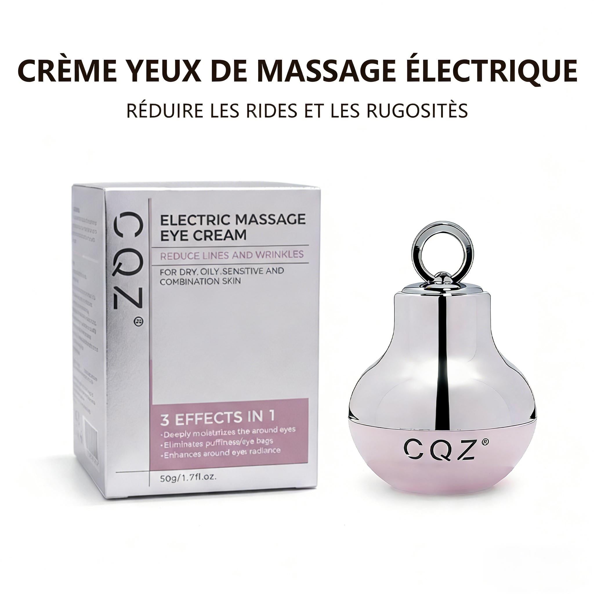 CQZ Crème pour les Yeux à Massage Électrique, Crème Réparatrice Anti-Rides pour Ridules, Cernes et Contour des Yeux,-50g